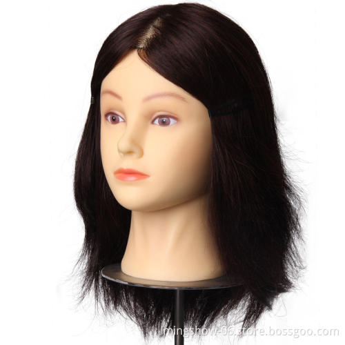 100% Human Hair Mannequin Head Real Human Hair Natural Black Color Practice Model Training Head For Hairdresser